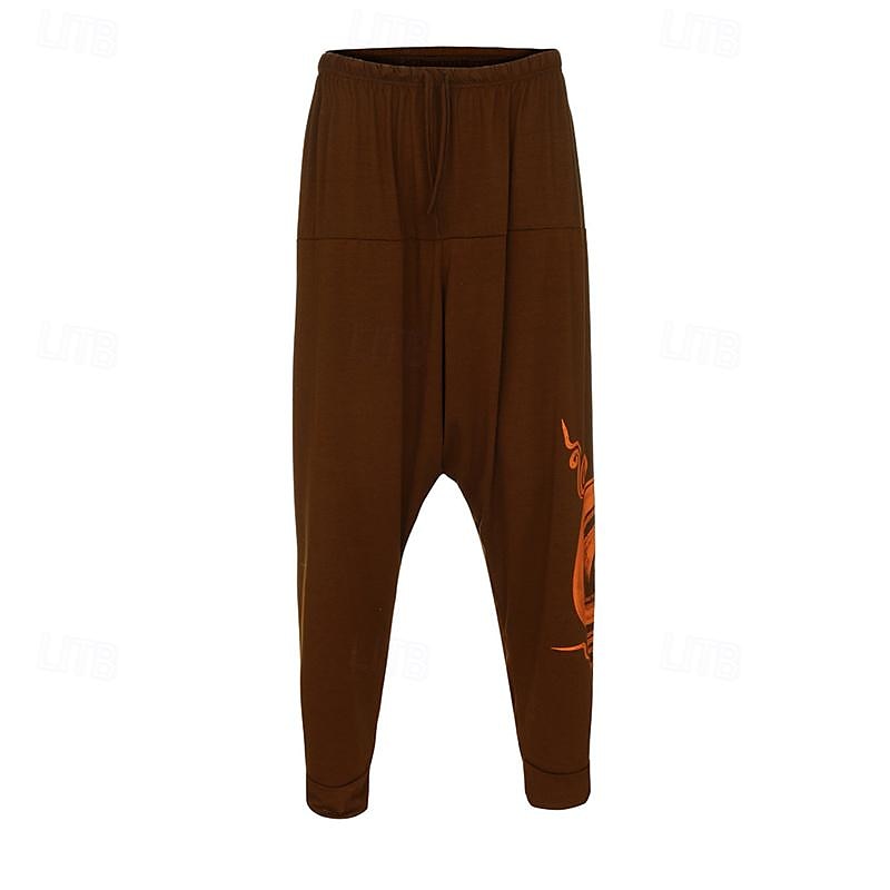 Men's Trousers Summer Pants Harem Pants Casual Pants Drawstring Elastic Waist Graphic Breathable Soft Casual Daily Holiday Streetwear Ethnic Style Black Blue Micro-elastic 2025 - $16.49 –P3