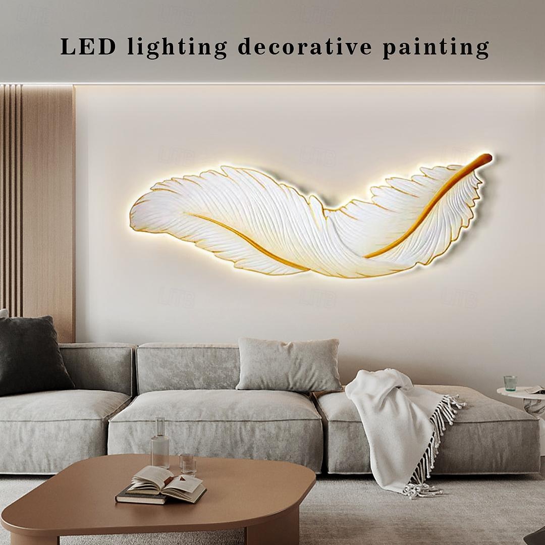 светодиодная лампа живопись смола прецизионная резьба живопись теплая лампа перо 3000k с дистанционным управлением с вилкой европейского стандарта картина на напольной панели минималистская фреска на крыльце диван фон настенная живопись ac220v 2026 - $235.79 –P8