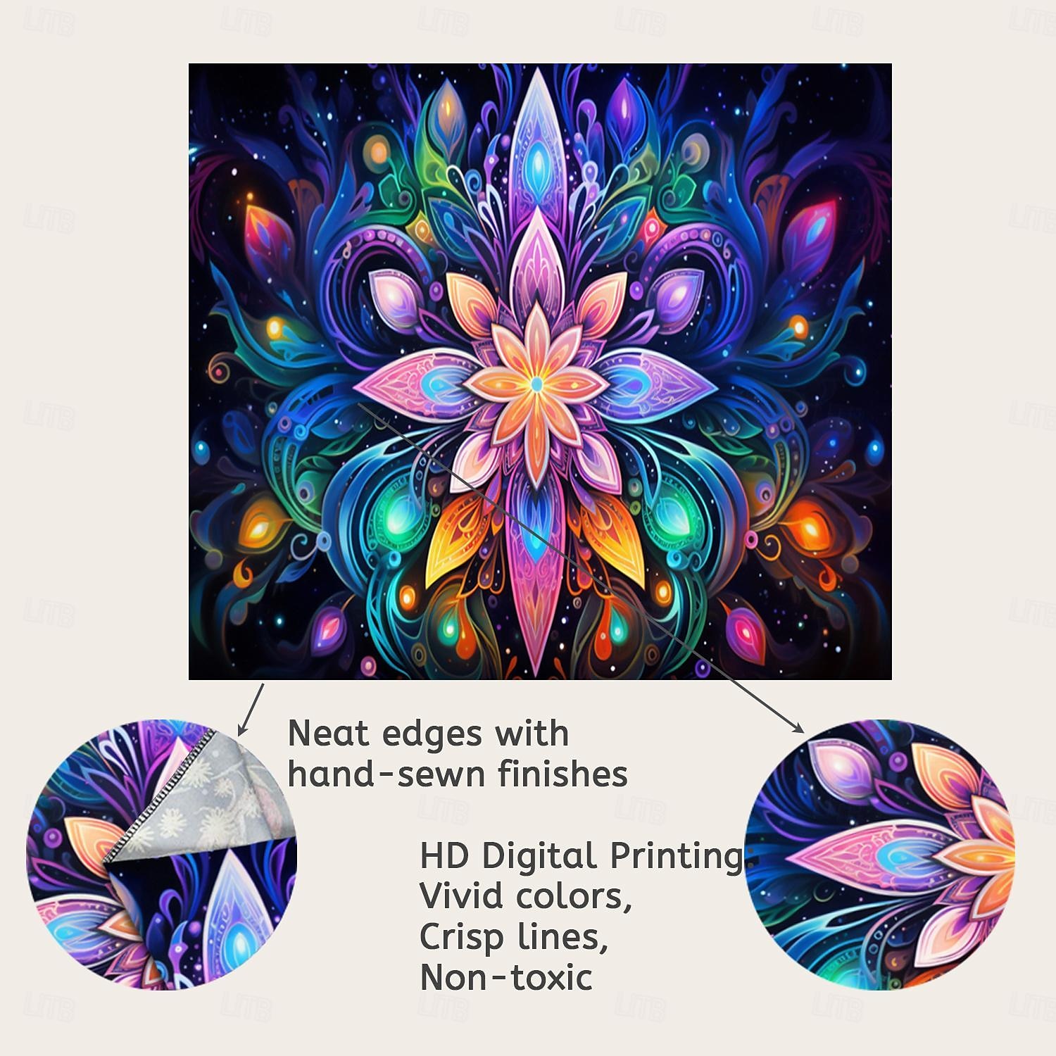 Blacklight Tapestry UV Reactive Glow in the Dark Glow Party Neon Mandala Bohemian Trippy Misty Hanging Tapestry Wall Art Mural for Living Room Bedroom 2025 - $14.99 –P3