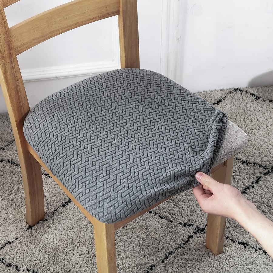 4 db sztreccs jacquard szék huzatok szék párnahuzat, levehető mosható étkezőszék huzatok pormentes étkező székhuzatok üléspárna huzatok 2025 - $25.99 –P11