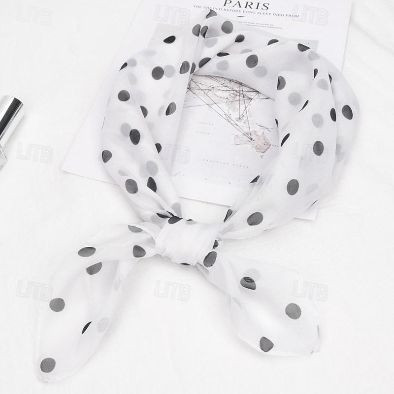 Ретро винтажные наряды 1950-х годов рокабилли квадратный шифоновый шарф в горошек наряд для вечеринки повседневный стиль шарф для взрослых весна и лето 2025 - $10.99 –P7