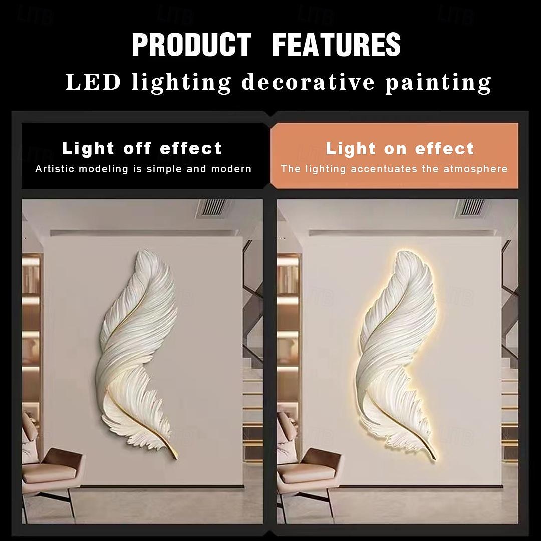 светодиодная лампа живопись смола прецизионная резьба живопись теплая лампа перо 3000k с дистанционным управлением с вилкой европейского стандарта картина на напольной панели минималистская фреска на крыльце диван фон настенная живопись ac220v 2026 - $235.79 –P2