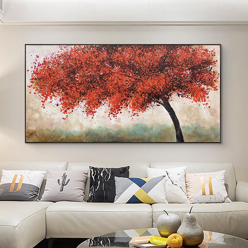 Mintura Handmade Red Tree Landscape Oil Paintings On Canvas Wall Art Decoration Modern Abstract Pictures For Home Decor Rolled Frameless Unstretched Painting 2025 - $61.99 –P4