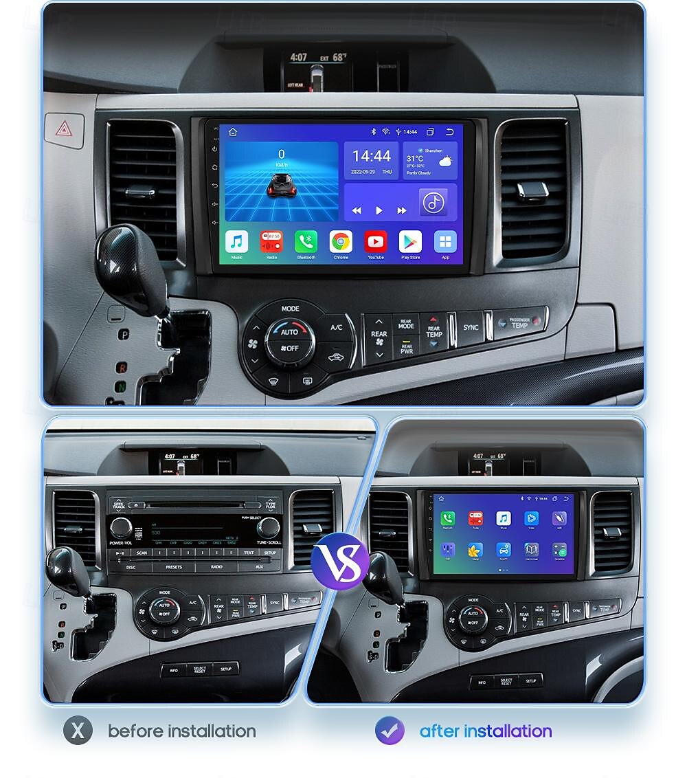 for Toyota Sienna 2011-2014 Car Radio Multimedia Video Player Navigation Stereo GPS Android Auto Carplay 2025 - $283.09 –P3