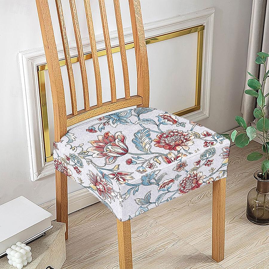 Capas elásticas para assento de cadeira de jantar 1 peça, capas de assento laváveis macias e removíveis com estampa floral para cadeiras de jantar, protetor de capa de assento para sala de jantar de 2025 por $6.99 –P10