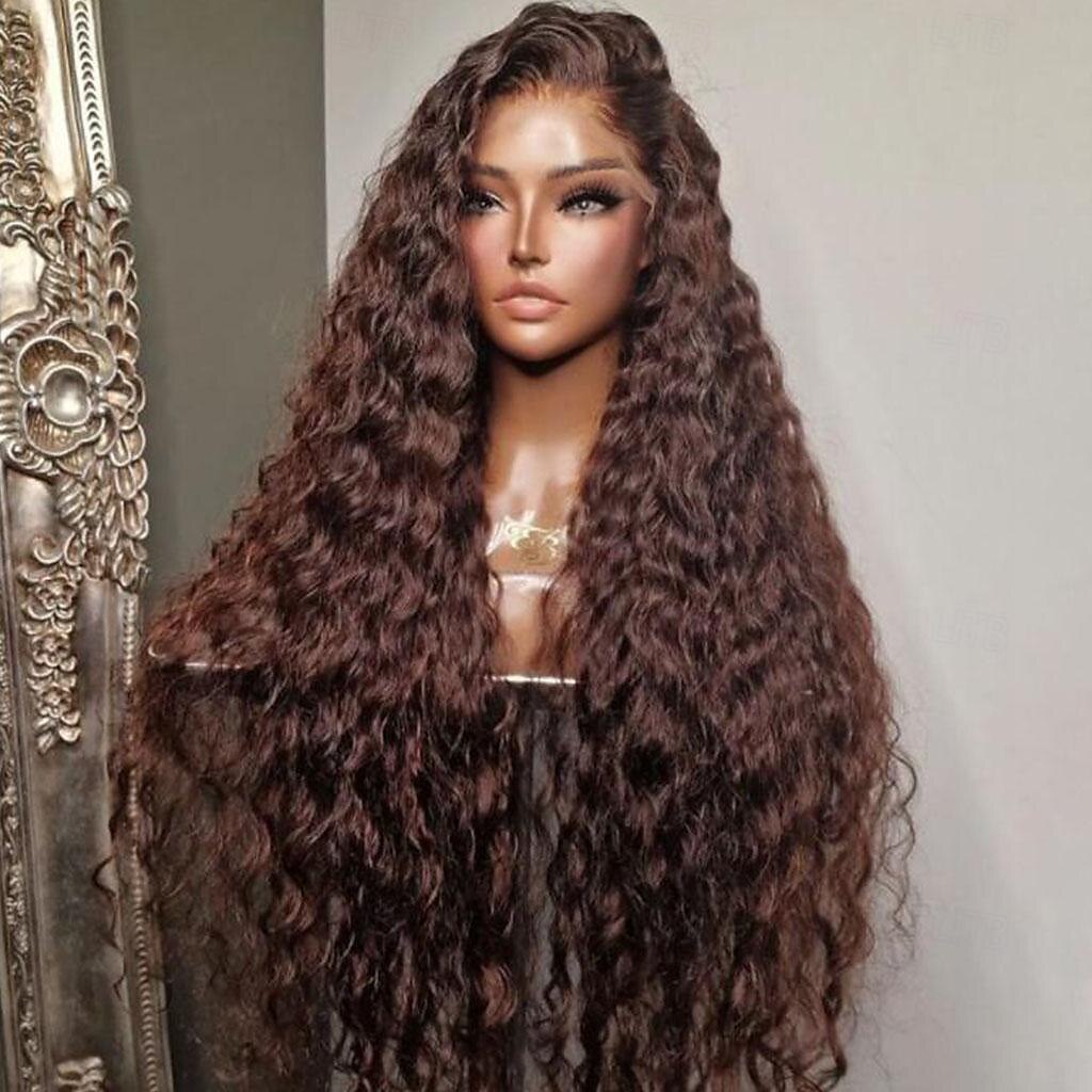 cheveux vierges non transformés 13x4 perruque avant en dentelle partie libre cheveux brésiliens bouclés perruque auburn 130% 150% densité avec des cheveux de bébé pré-épilés pour les femmes longue de 2025 ? $267.09 –P4