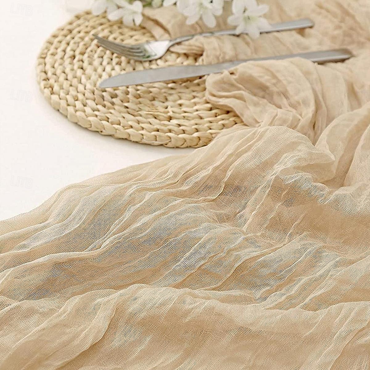boho cheesecloth bordløper lang gasbind romantisk bordløper for bryllup, brudedusjer, babyshower, Thanksgiving, bursdager, spisestue, kommode, fars dag, lærernes dag, hjemmeinnredning 2025 - $9.49 –P4