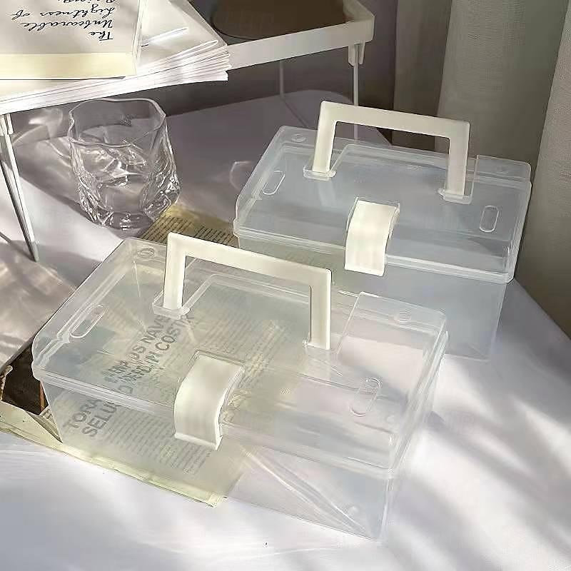 1 יחידה תיבת אחסון שקופה ניידת אחסון איפור organzier מכתבים שולחניים לסטודנטים רב תפקודיים שונים קופסת אחסון קיבולת גדולה 2025 - $17.99 –P6