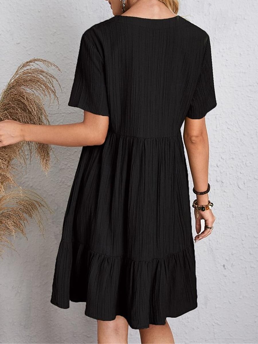 Γυναικεία Μίνι φόρεμα Λινό από ψεύτικο βαμβάκι Φόρεμα ριχτό Καθημερινό φόρεμα Καλοκαιρινό φόρεμα Κομψό στυλ street Βασικό Διακοπές Δρόμος Ημερομηνία Χαλαρή Εφαρμογή Κοντομάνικο Λαιμόκοψη V 2026 - $10.49 –P15