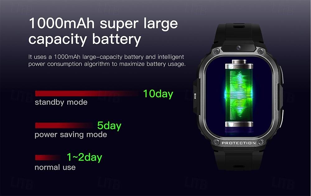 696 DM63 Smart Watch 2.13 inch 4G LTE Cellular Smartwatch Phone Bluetooth 4G Pedometer Call Reminder Heart Rate Monitor Compatible with Android iOS Men GPS Hands-Free Calls with Camera IP 67 48mm 2025 - $165.99 –P12