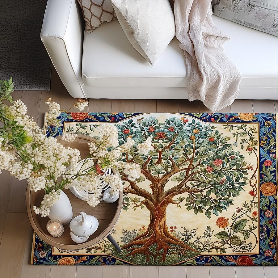 Baum des Lebens, Vintage-Boho-Teppich, Küchenmatte, rutschfeste, ölbeständige Bodenmatte, Wohnzimmerteppich, Innen- und Außenmatte, Schlafzimmerdekoration, Badezimmermatte, Eingangsteppich, Fußmatte 2025 - $15.49 –P7