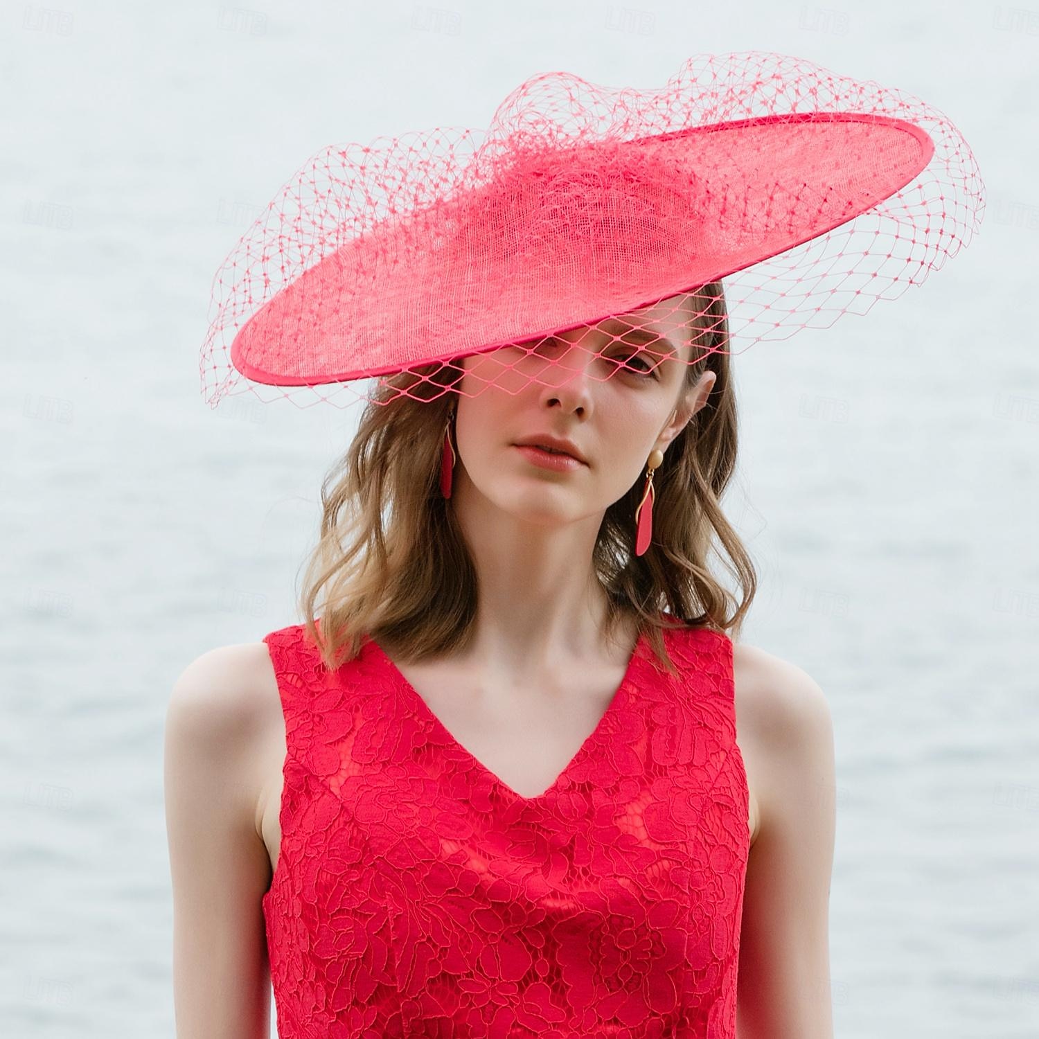 sombreros sombreros sombrero de lino sombrero de sol sombrero de velo boda fiesta de té elegante boda con tul tocado sombreros 2025 - $69.99 –P1