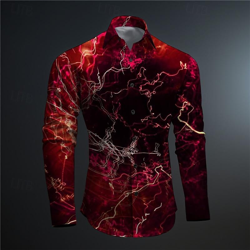 Per uomo 3D Print Geometrica Camicia con bottoni Camicie stampate Manica lunga Sottoculturale Da mare Feste Strada Primavera estate Collo ripiegabile Stampa Bottone giù Rosso Blu Viola Verde Grigio del 2025 a $26.99 –P2