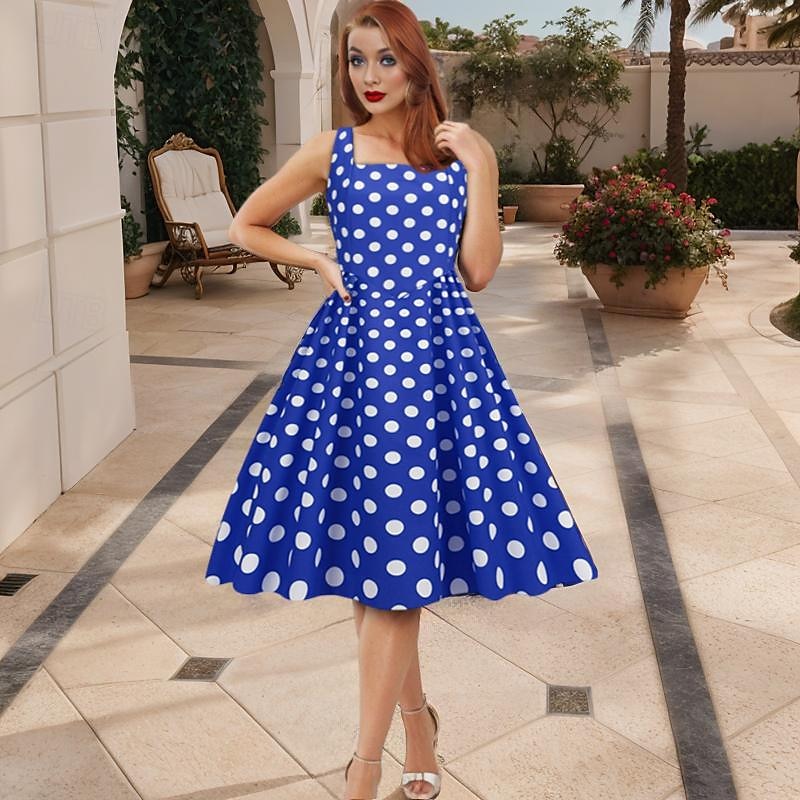 1950 Retro / vintage rockabilly Rochii Costum de petrecere Rochie Flare Buline Costume de fancy Pentru femei Petrecere / Seara Petrecerea Burlăcițelor Adulți Rochie Rochii de acasă 2026 - $24.99 –P5