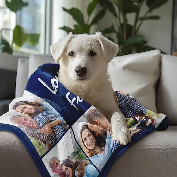 Přizpůsobená deka personalizované dárky 6 fotek personalizované dárky pro páry přizpůsobená deka I Love You dárky narozeninové dárky pro manželku manžela přítelkyni přítele domácí zvířata 2025 - $30.99 –P5