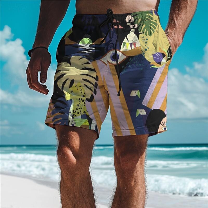 Homens Folha Plantas Tropicais Shorts de Natação Bermuda de Surf Calção de Banho Cintura Média Férias Havaiana Estilo resort Férias Feriado Praia Com Cordão com forro de malha Cintura elástica de 2025 por $17.99 –P3