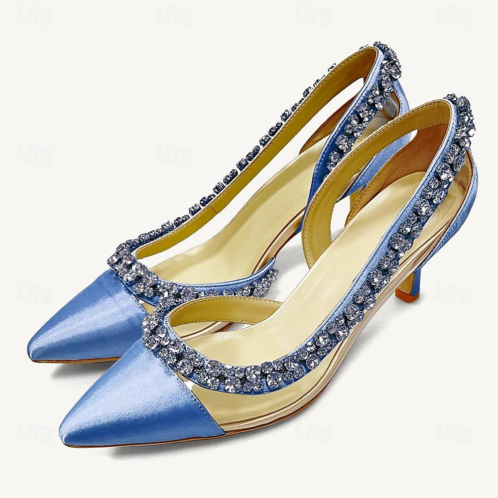 Tacones de punta puntiaguda para mujer con adornos de cristal: elegantes zapatos de boda y de noche. 2025 - $89.99 –P10