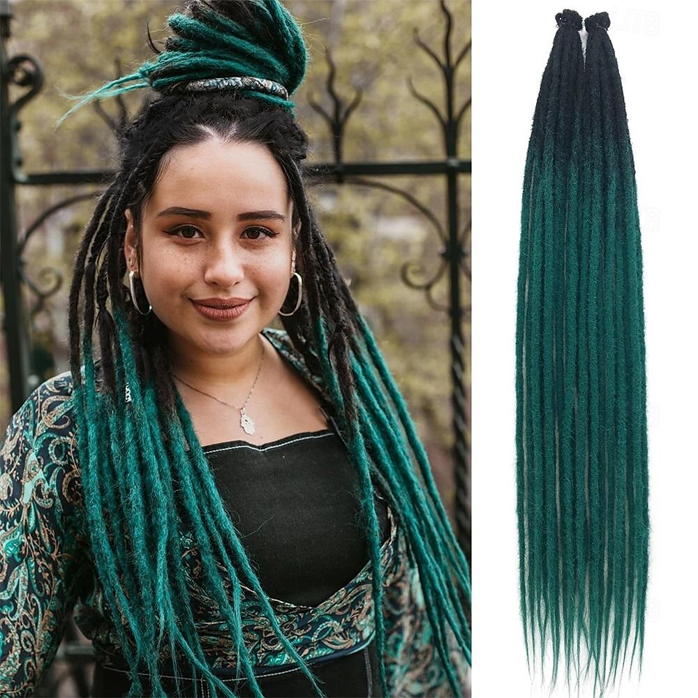 extensions de dreadlocks 24 pouces vert extensions de dreads au crochet à extrémité unique 20 brins se extension de dreadlocks synthétiques droite style hippie dreads pour femmes hommes de 2025 ? $33.99 –P5