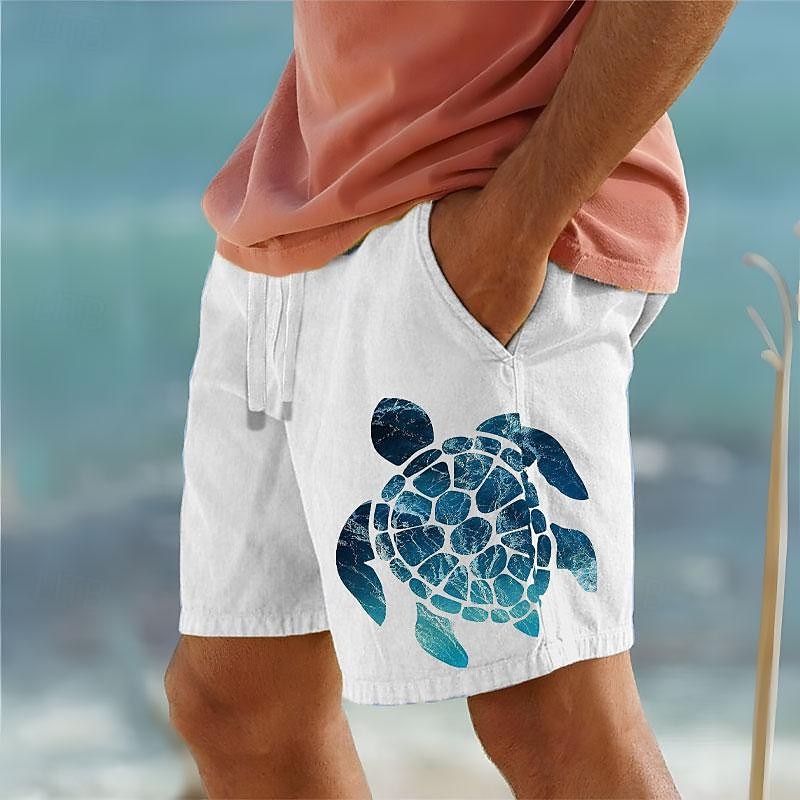 Herren Tiermotiv Schildkröte Meeresleben Badehosen Badeshorts Boardshorts Mittlere Taille Urlaub Hawaiianisch Lässig Urlaub Ferien Strand Kordelzug mit Mesh-Futter Elastischer Bund Designer Bekleidung 2025 - $19.99 –P7