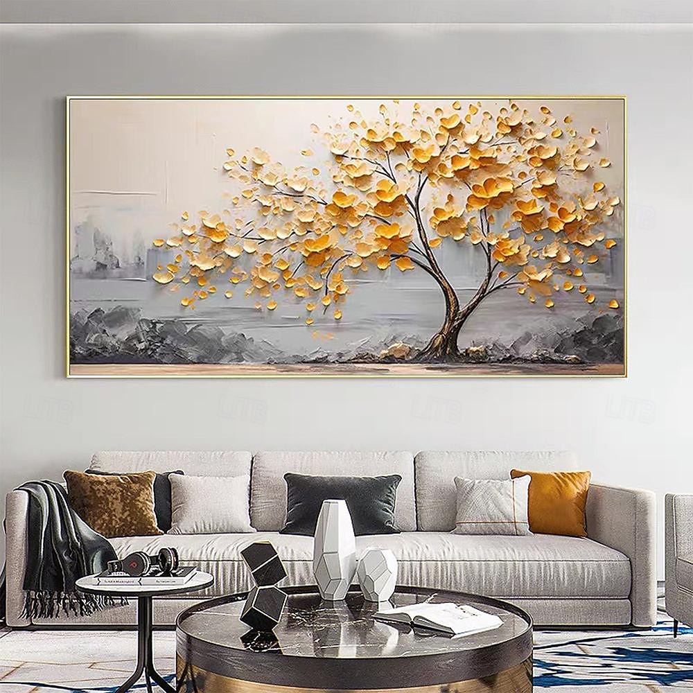 Hand painted  Cherry Tree Oil Painting on Canvas Large handmade Textured gold tree oil painting Wall Art Abstract Blooming Tree Painting for Bedroom hotel Wall Decor Nature Art Decor 2025 - $83.99 –P3