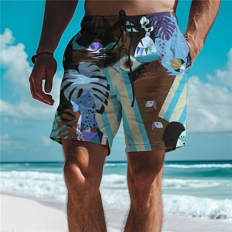 Homens Folha Plantas Tropicais Shorts de Natação Bermuda de Surf Calção de Banho Cintura Média Férias Havaiana Estilo resort Férias Feriado Praia Com Cordão com forro de malha Cintura elástica de 2025 por $17.99 –P2