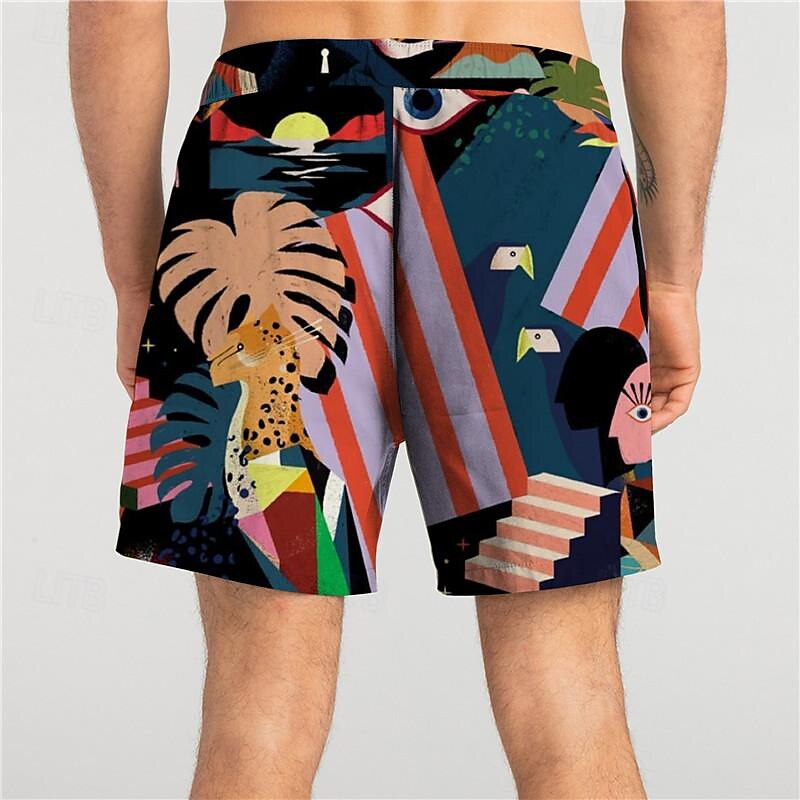 Homens Folha Plantas Tropicais Shorts de Natação Bermuda de Surf Calção de Banho Cintura Média Férias Havaiana Estilo resort Férias Feriado Praia Com Cordão com forro de malha Cintura elástica de 2025 por $17.99 –P5