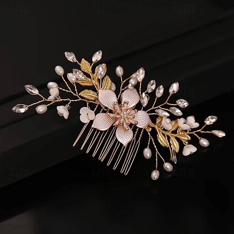 peigne à cheveux de mariage doré, peigne à cheveux de mariée, peigne à cheveux en strass, peigne à cheveux en cristal, pince à cheveux de mariage de 2025 ? $16.49 –P3