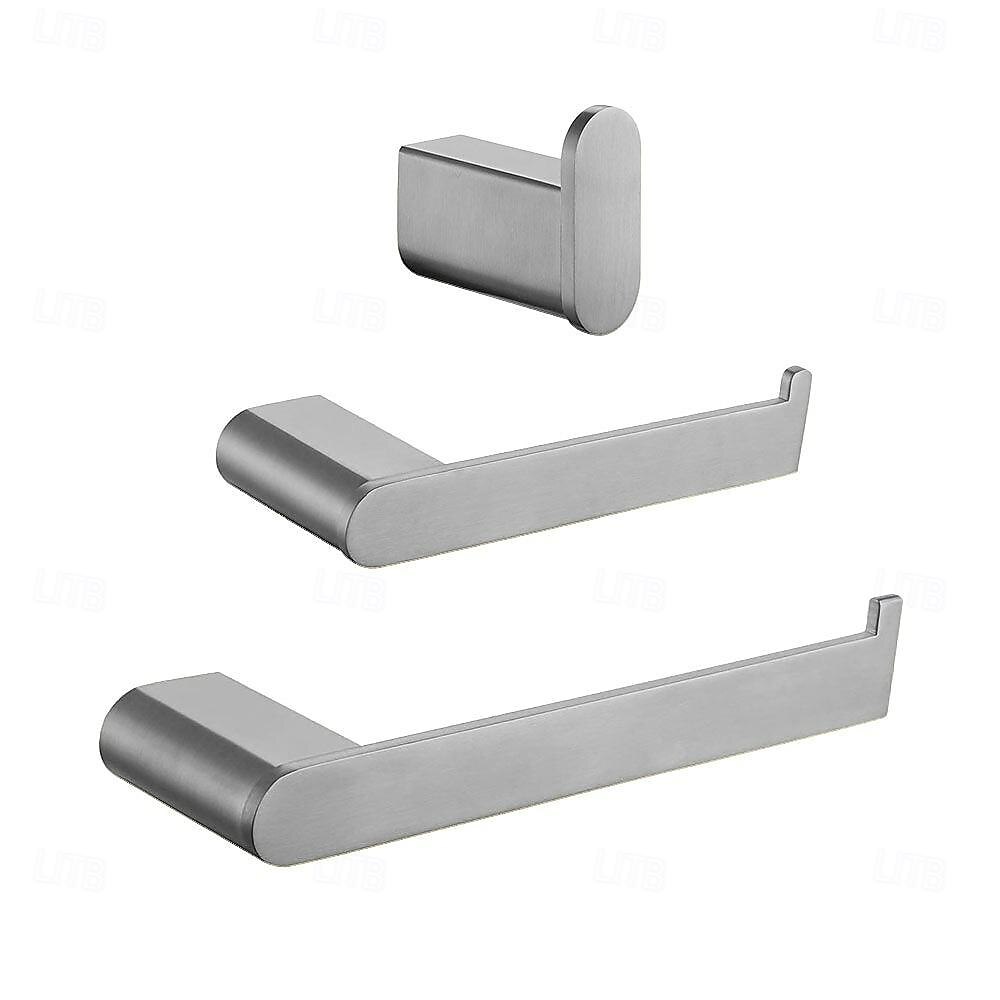 Bathroom Accessory Set Wall Mounted Brushed Stainless Steel Include Robe Hook Towel Bar Toilet Paper Holder with Mobile Phone Storage Shelf Towel Holder and Roll Paper Shelf 1or 3pcs 2025 - $49.99 –P7