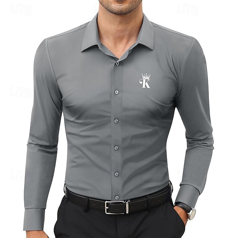 Miesten Pukupaita Painetut paidat Pokeri Katu Käytä töihin Musta Valkoinen Harmaa Pitkähihainen Sänkyjen avaus Kevät kesä Vaatetus Painettu 2026 - $28.99 –P4