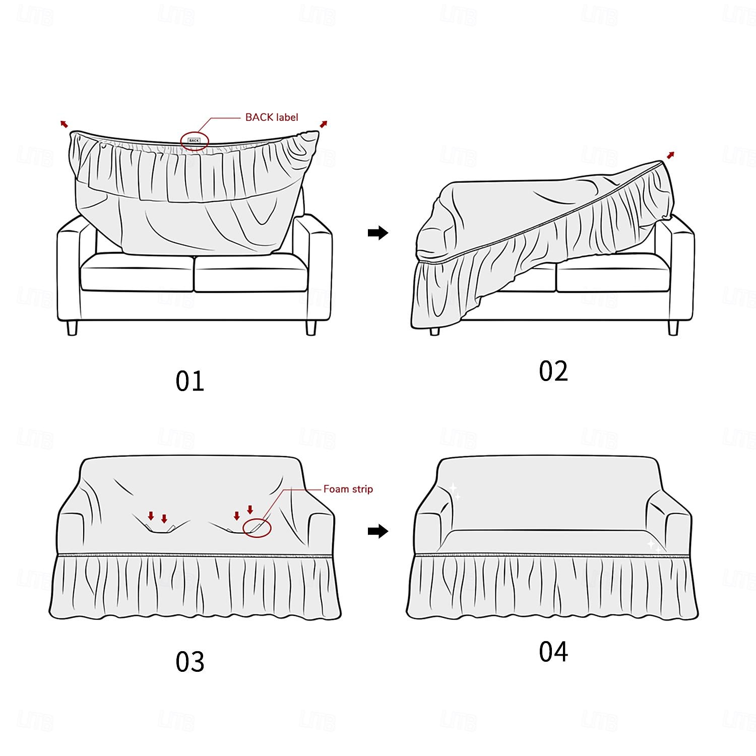blommigt tryckt sofföverdrag stretch överdrag med kjol, mjukt slitstarkt sofföverdrag 1 st spandex tyg tvättbart möbelskydd passar fåtölj sits/lovesat/soffa/xl soffa/l form soffa 2025 - $27.99 –P2