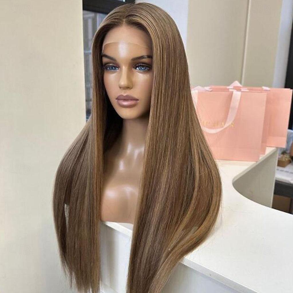 remy lidské vlasy 13x4 krajka přední paruka volná část brazilské vlasy hedvábně rovné hnědé paruka 130% 150% hustota přírodní vlasová linie 100% panenský pro ženy dlouhé lidské vlasy krajková paruka 2025 - $253.89 –P2