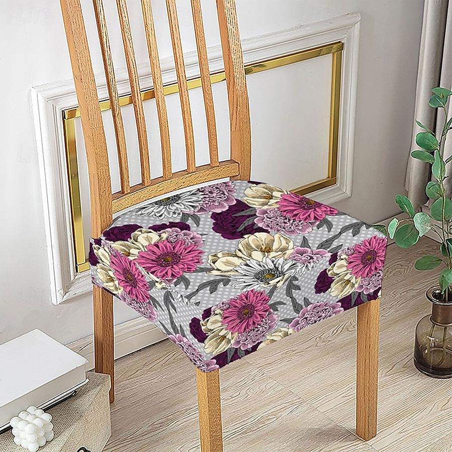 Capas elásticas para assento de cadeira de jantar 1 peça, capas de assento laváveis macias e removíveis com estampa floral para cadeiras de jantar, protetor de capa de assento para sala de jantar de 2025 por $6.99 –P13