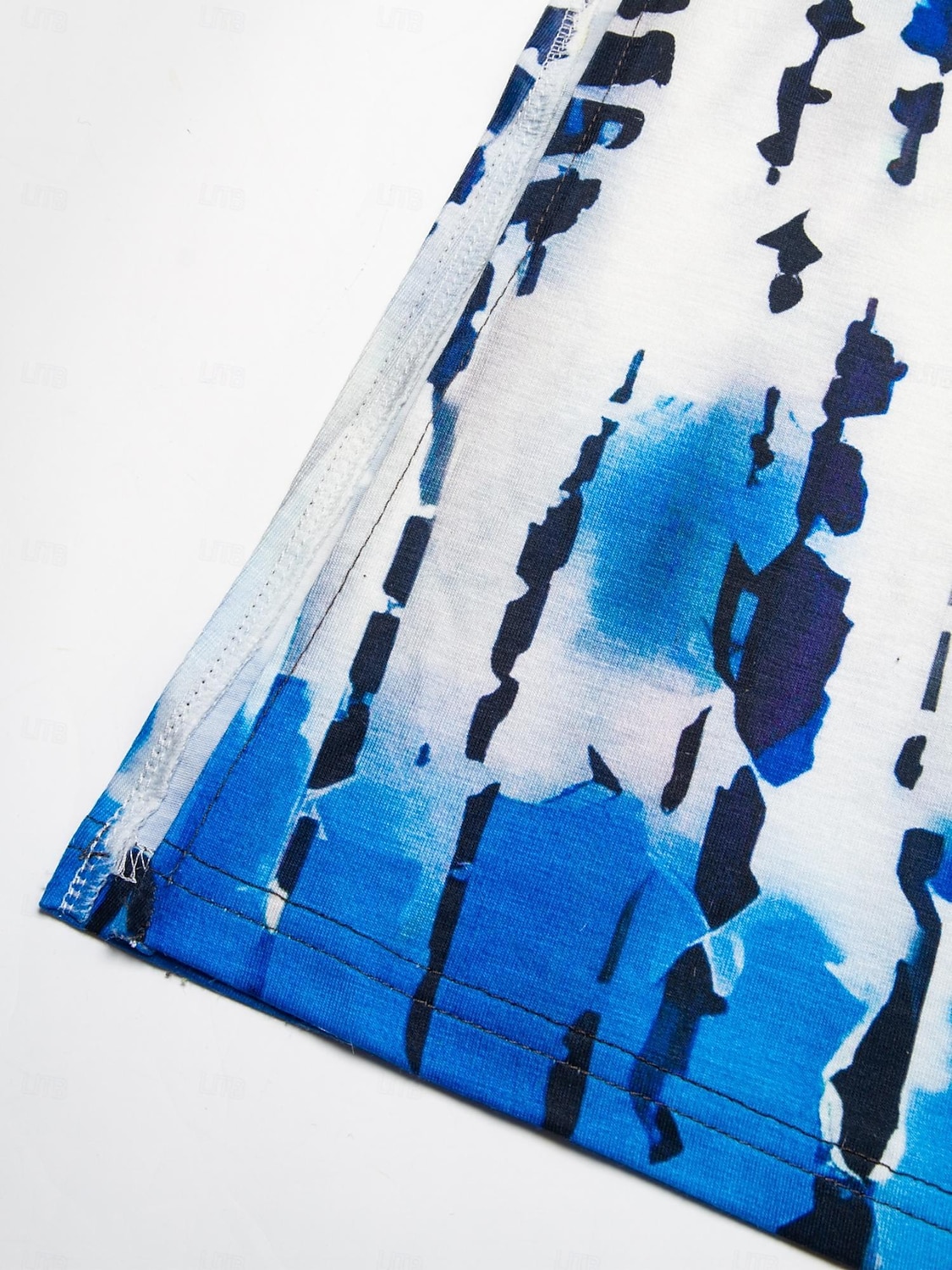 robe longue femme col en V imprimé tie-dye bleu vert blanc fente latérale décontractée plage été fluide confortable polyvalent manches courtes tailles disponibles mode de 2025 ? $51.99 –P2