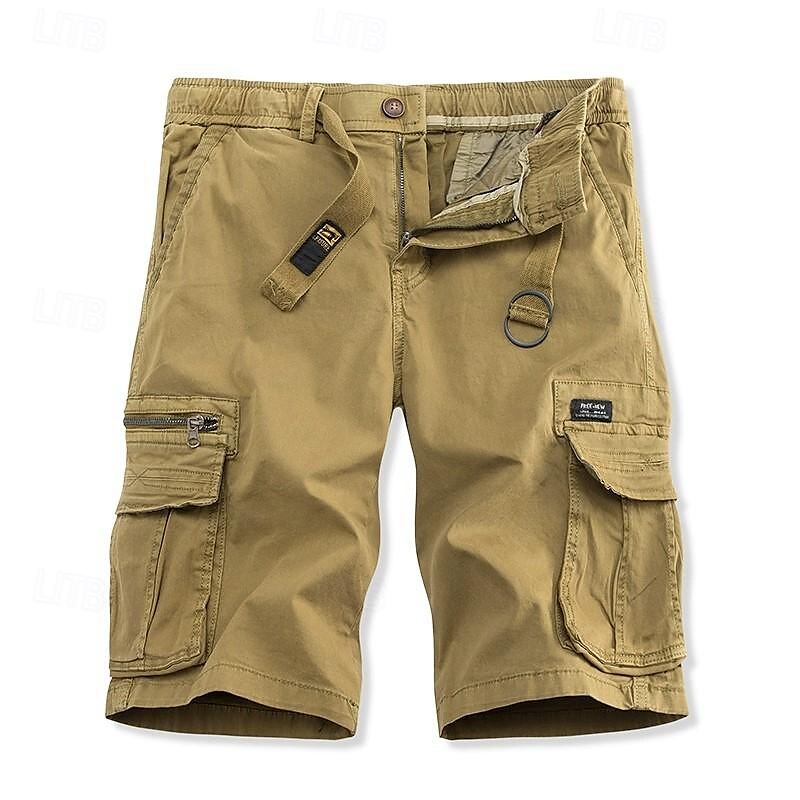 Men's Cargo Shorts Shorts Work Shorts Buttons Multi Pocket Plain Wearable Short Outdoor Daily Going out Fashion Classic Black Army Green 2025 - $35.99 –P1