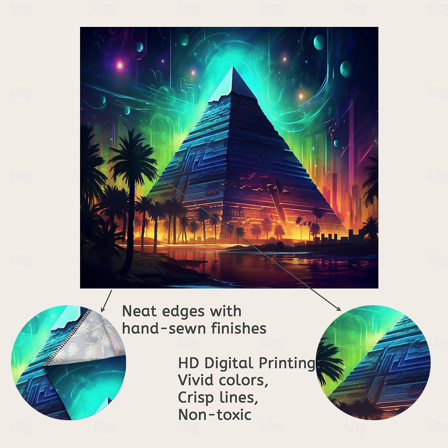Blacklight Tapestry UV Reactive Glow in the Dark Glow Party Neon Egyptian Pyramid Psychedelic Trippy Misty Hanging Tapestry Wall Art Mural for Living Room Bedroom 2025 - $18.99 –P3