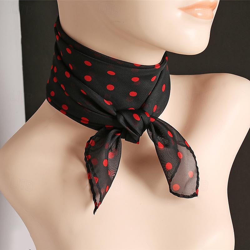 Stippen Retro vintage Jaren '50 Vierkante chiffon sjaal Kostuum Dames Maskerade Feestavondkleding Maskerade Vrijgezellenfeest Volwassenen Shawl 2025 - $11.49 –P3