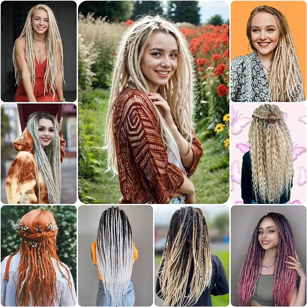 dreadlock extensions 1b/grønn dreads extensions hekle loc extensions syntetiske dreadlock extensions clip in dreadlocks hair extensions single ended dreadlock heklet hår dread 2025 - $33.99 –P2