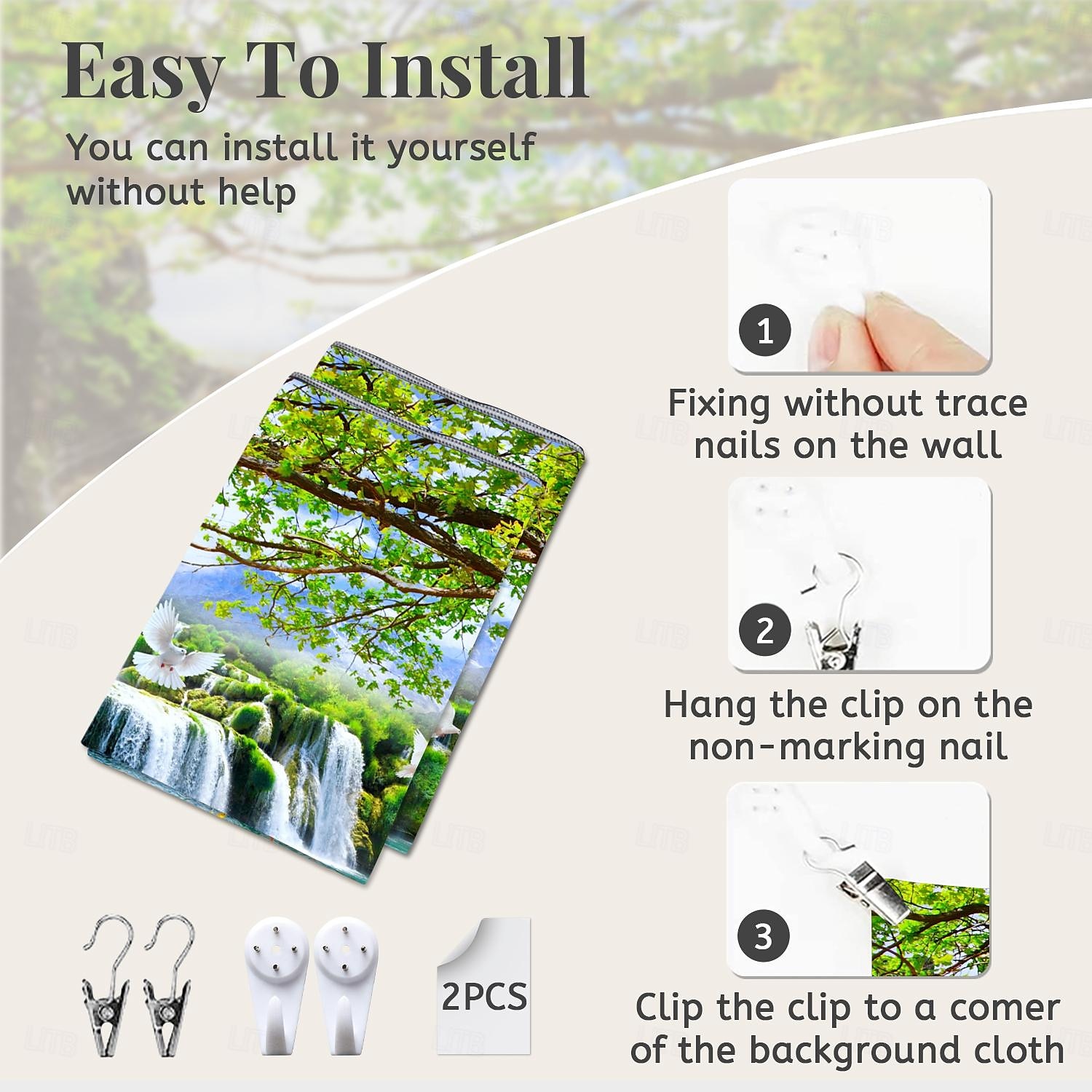 Beautiful wooden ladder waterfall scenery tapestry hanging cloth background cloth decorative cloth hanging cloth 2025 - $16.99 –P4