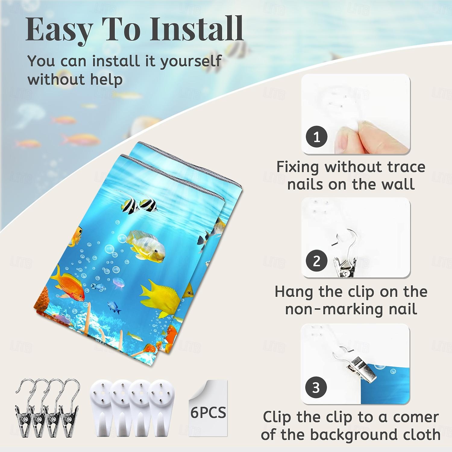 Wall Tapestry Art Decor Blanket Curtain Picnic Tablecloth Hanging Home Bedroom Living Room Dorm Decoration Animal Fish Underwater World 2025 - GBP £15.87 –P4