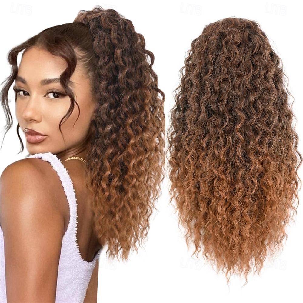 extension de queue de cheval texture yaki queue de cheval bouclée avec cordon de serrage pour femmes noires 20 pouces de long clip bouclé ondulé en queues de cheval fausses queues de cheval extensions de 2025 ? $11.99 –P4