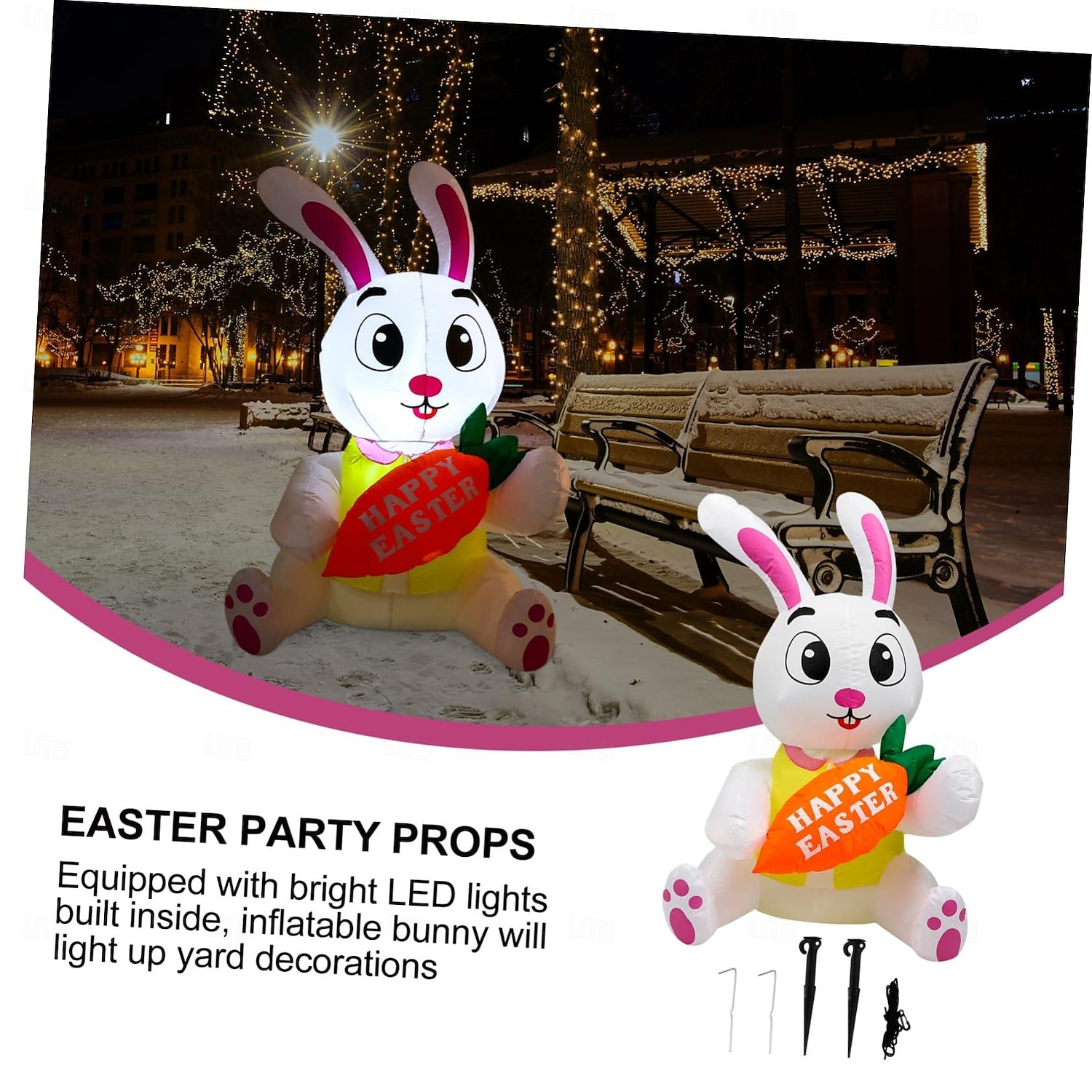 Easter Inflatable Bunny Eggs 1.5 meters with lights light up holiday decoration props 2025 - $78.99 –P5