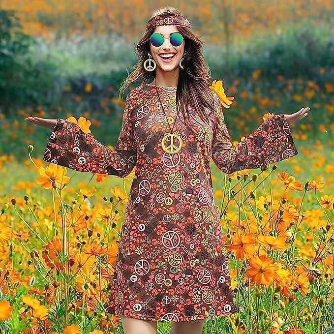 Ρετρό / Βίντατζ Δεκαετία '70 Ντίσκο Φορέματα Κορδέλα κεφαλής Μανίκι Flare Cuff Χίπισσα Φανταχτερή Φόρεμα Γυναικεία Απόκριες Μασκάρεμα Πάρτι / Βράδυ Παρέλαση Υπερηφάνειας Μήνας υπερηφάνειας Ενηλίκων 2026 - $27.99 –P2