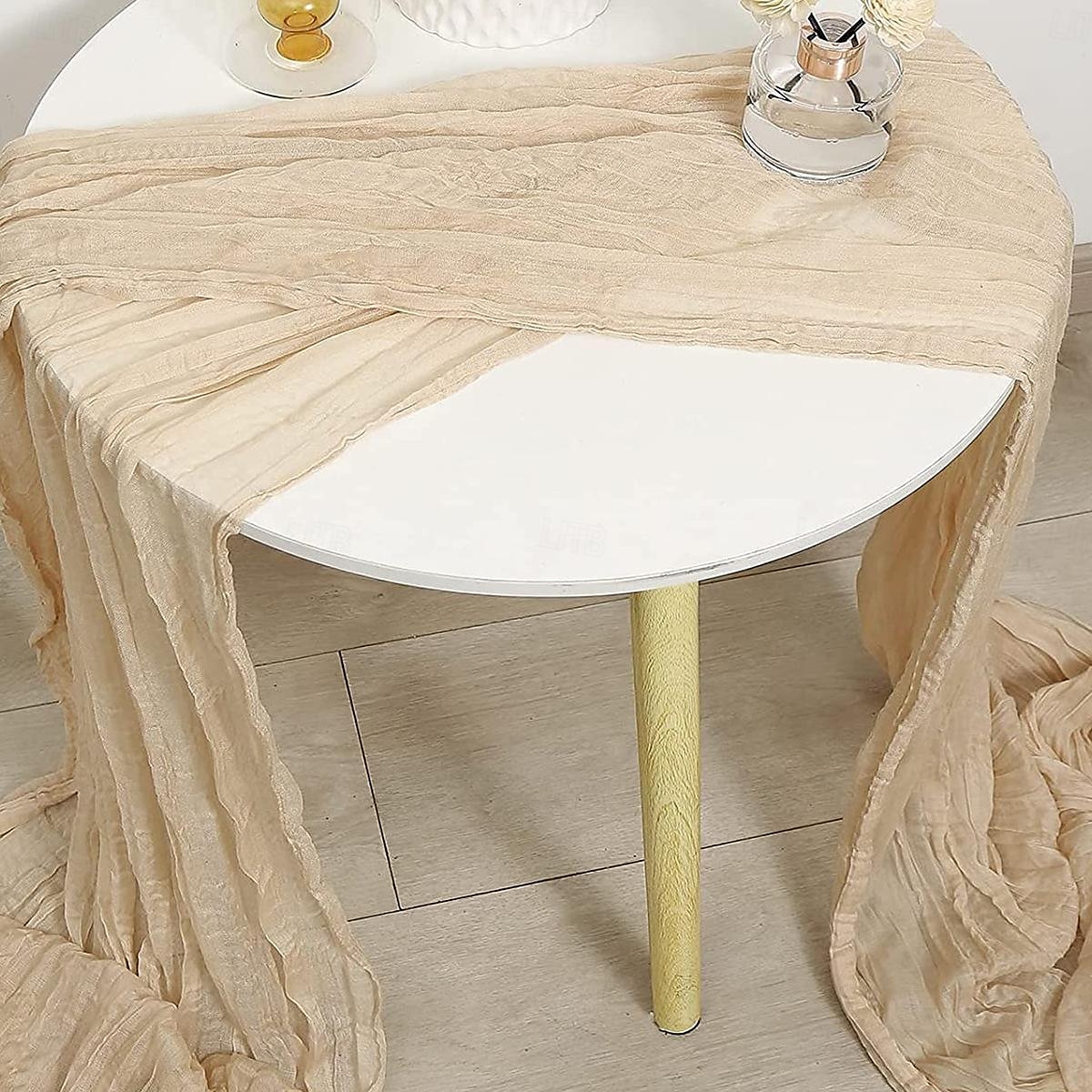 boho cheesecloth bordløper lang gasbind romantisk bordløper for bryllup, brudedusjer, babyshower, Thanksgiving, bursdager, spisestue, kommode, fars dag, lærernes dag, hjemmeinnredning 2025 - $9.49 –P5