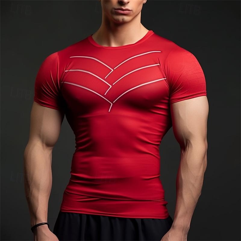 Men's T Shirt Gym Shirt Sports T-Shirt Crew Neck Short Sleeve Vacation Sports & Outdoor Casual Daily Gym Quick dry Breathable Plain Black Red Activewear Polyester Fashion Basic 2026 - $18.99 –P1