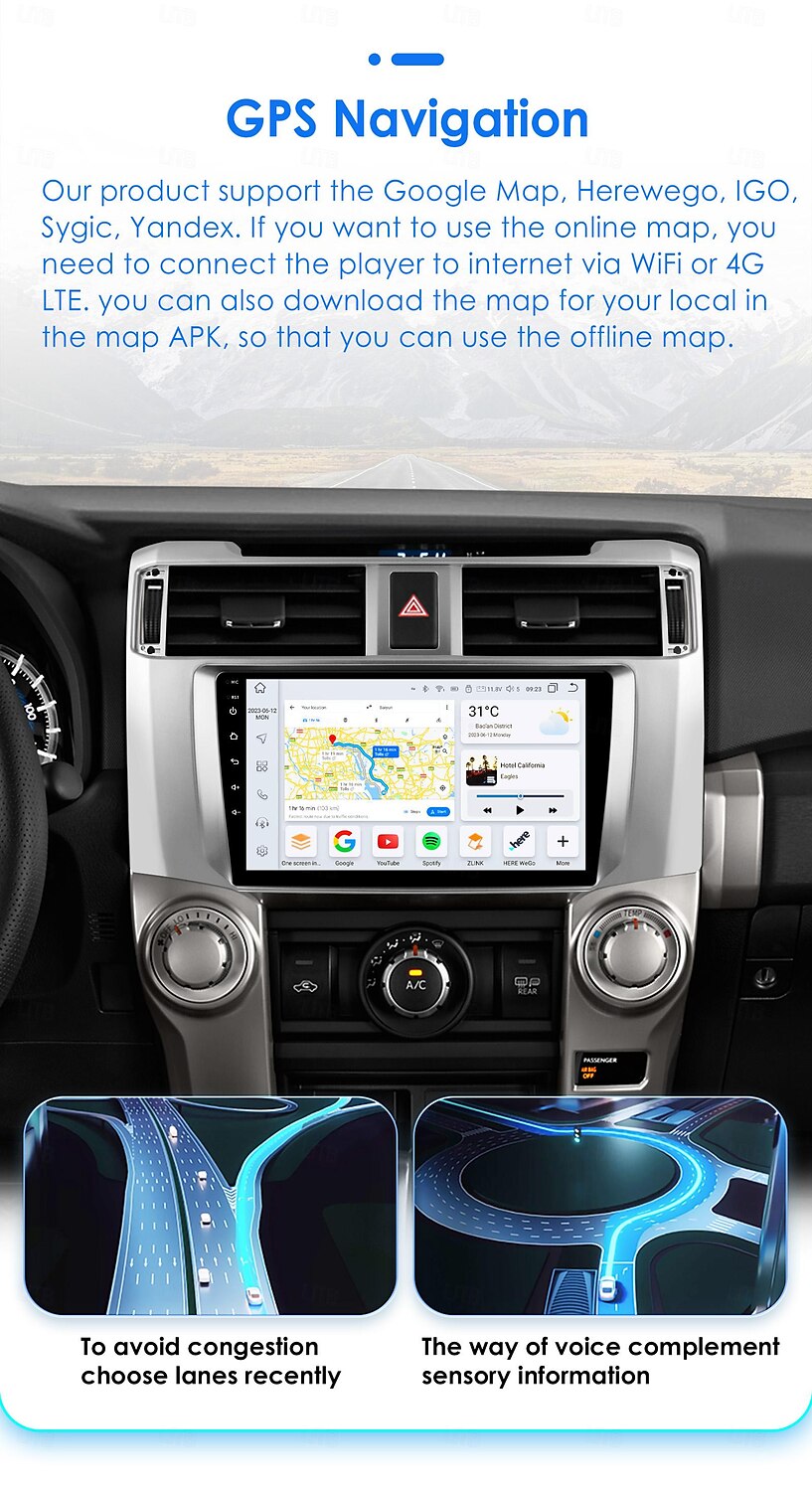 Автомобильное радио с Android 12 для Toyota 4runner 4runner 2009-2019, мультимедийный плеер, стерео, Wi-Fi, BT Carplay, головное устройство с навигацией 2025 - $264.29 –P13