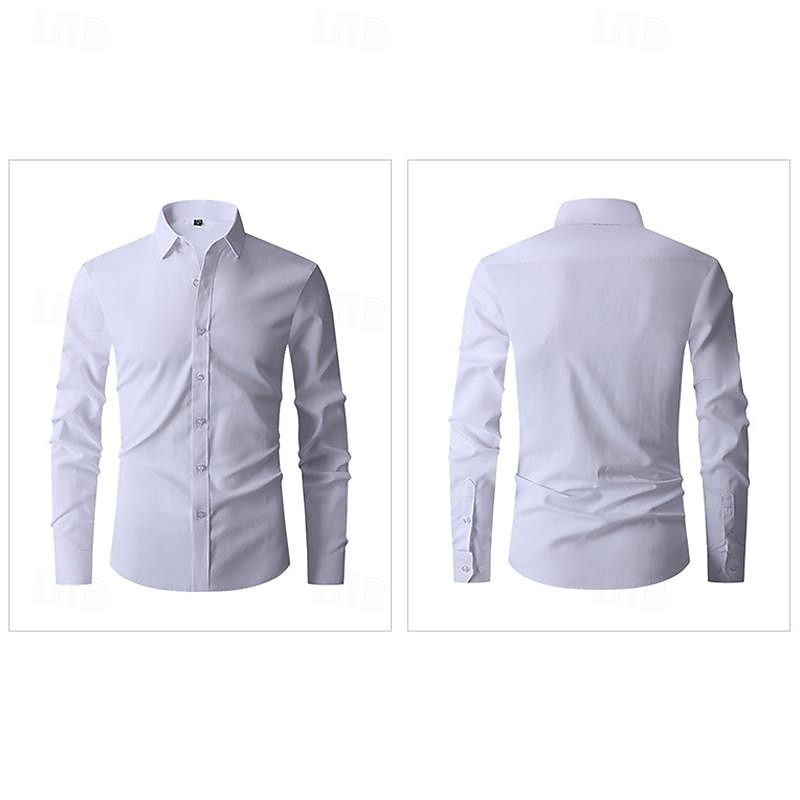 Per uomo Camicia Camicia estiva Camicie Camicia con bottoni Nero Bianco Blu marino Blu Manica lunga Liscio Bavero Matrimonio Da mare Abbigliamento Cotone Misto cotone Di tendenza Informale Comodo del 2026 a $25.99 –P6