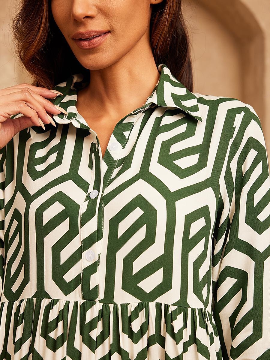 geometrikus mintás maxi ruha üdülő viselet 2025 - $61.99 –P3
