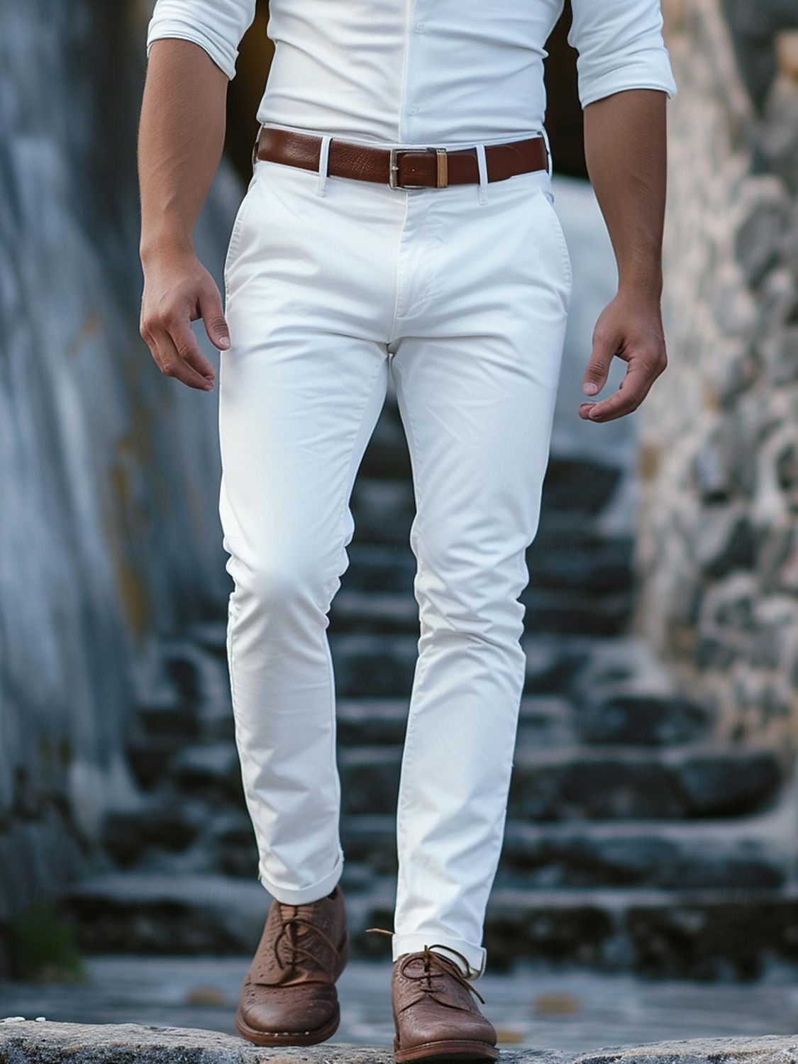 Herren Hose Chinos Chinohose Knöpfe Fronttasche Einfach Komfort Geschäft Täglich Ferien Mode Schick & Modern Schwarz Weiß Mikroelastisch 2026 - $31.99 –P8