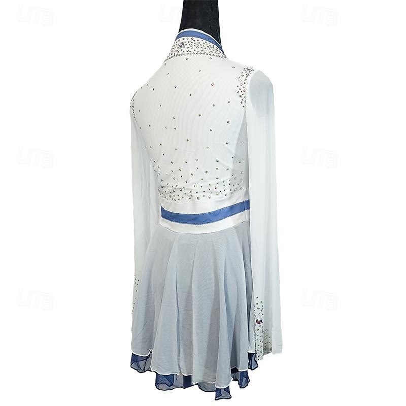 Figure Skating Dress Women's Girls' Ice Skating Dress White Patchwork Asymmetric Hem Mesh Spandex Stretchy Training Practice Professional Skating Wear Crystal / Rhinestone Long Sleeve Ice Skating 2025 - $242.99 –P6