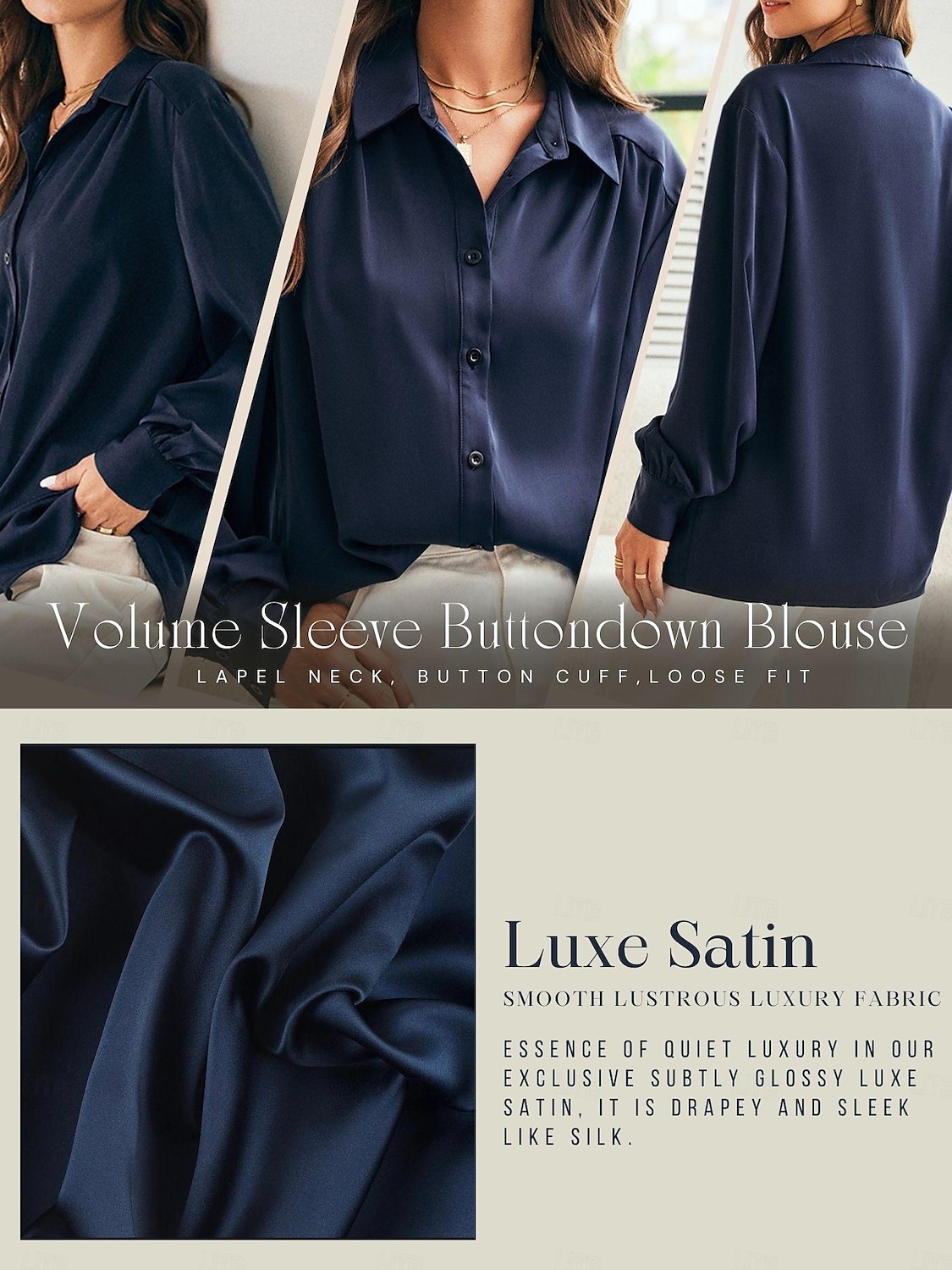 satijnen elegante mode-overhemdblouse 2025 - $47.99 –P1